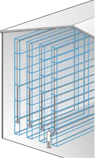 將采樣管安裝在貨架中間可以確保此處發(fā)生的火災(zāi)能夠得到極早期的探測和報警